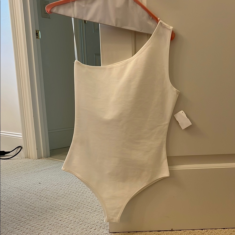 The Impeccable Pig White One Shoulder Bodysuit